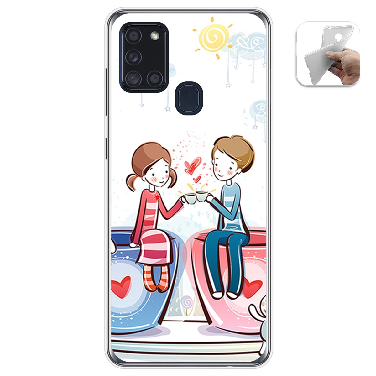 Funda Gel Tpu para Samsung Galaxy A21s diseño Café Dibujos