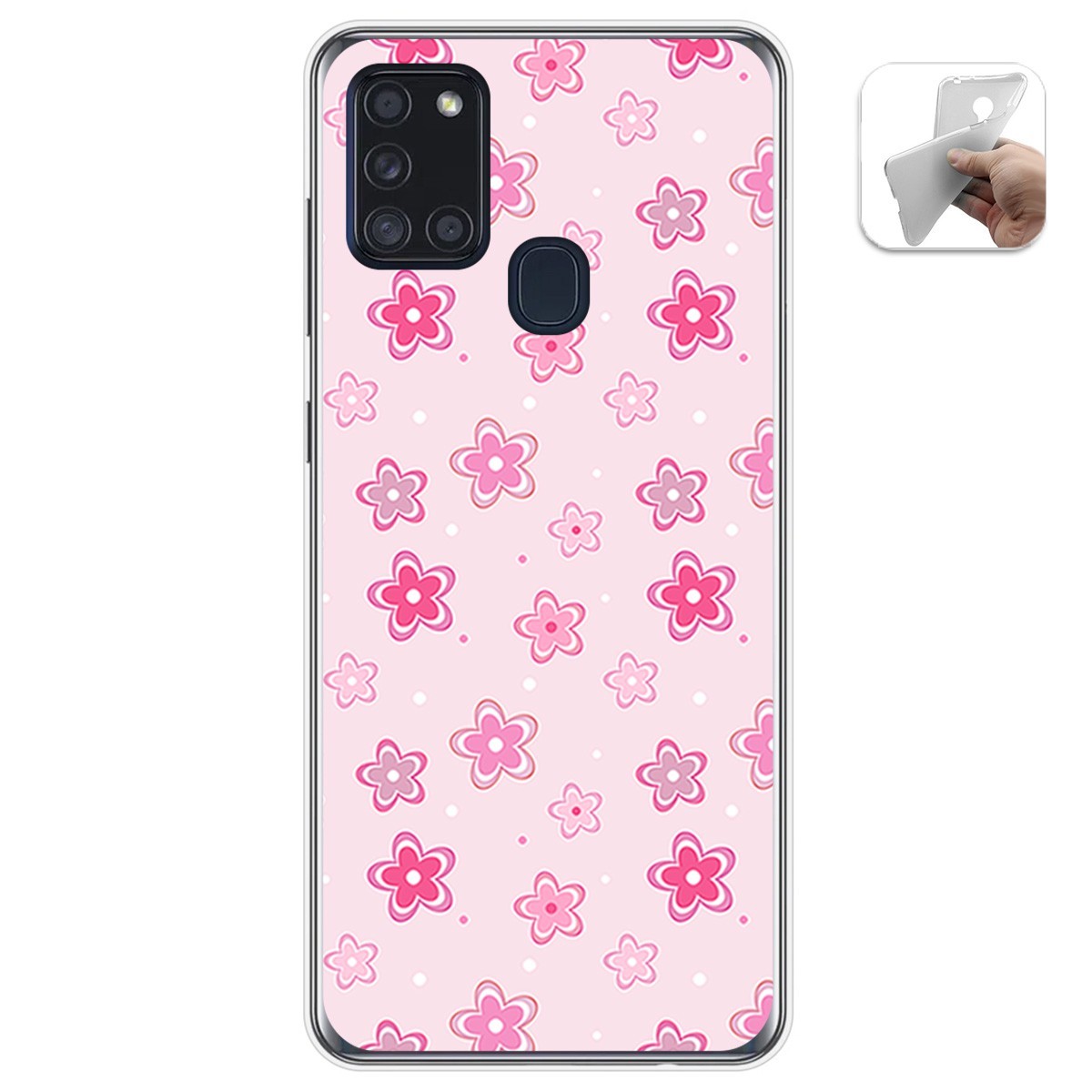 Funda Gel Tpu para Samsung Galaxy A21s diseño Flores Dibujos