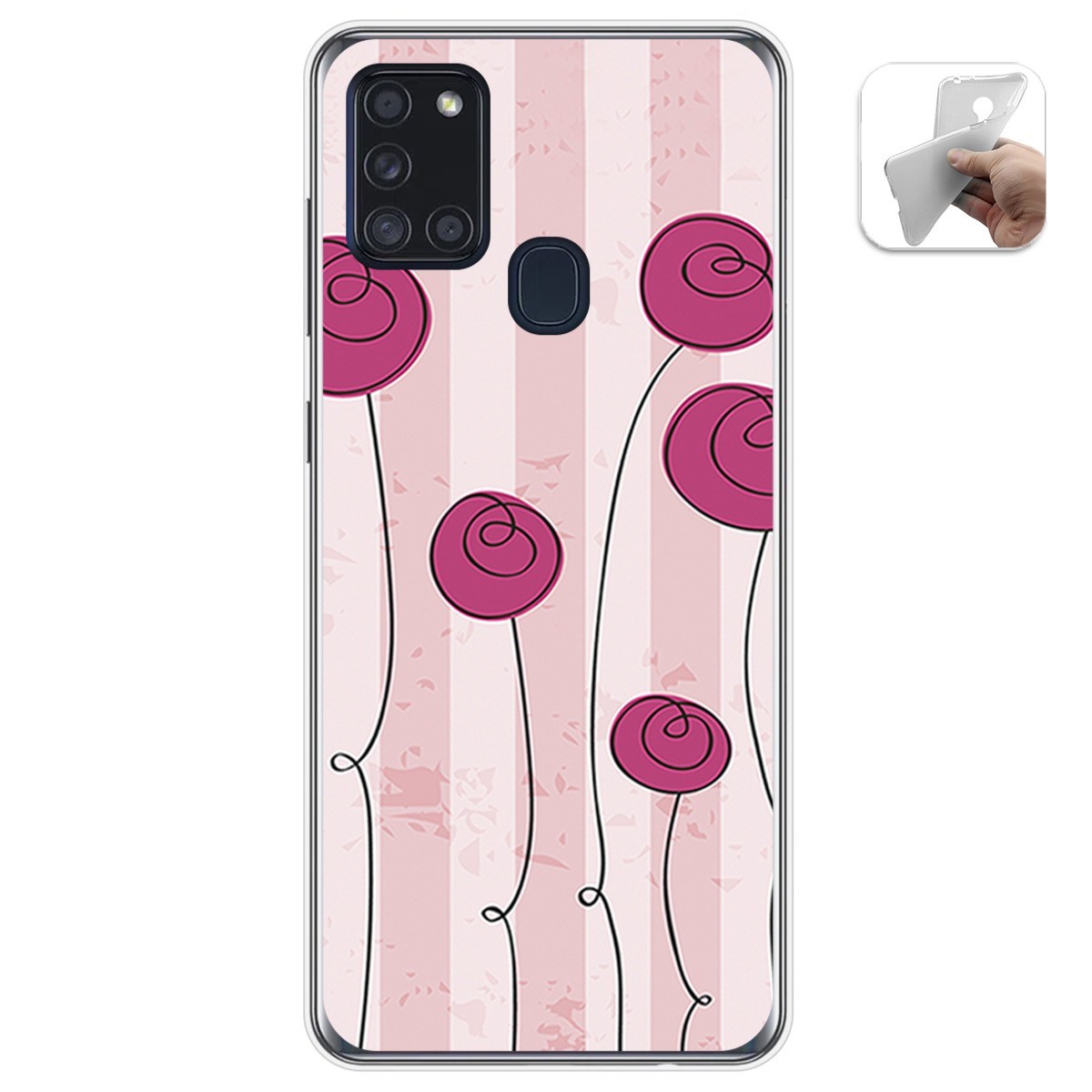 Funda Gel Tpu para Samsung Galaxy A21s diseño Flores Vintage Dibujos