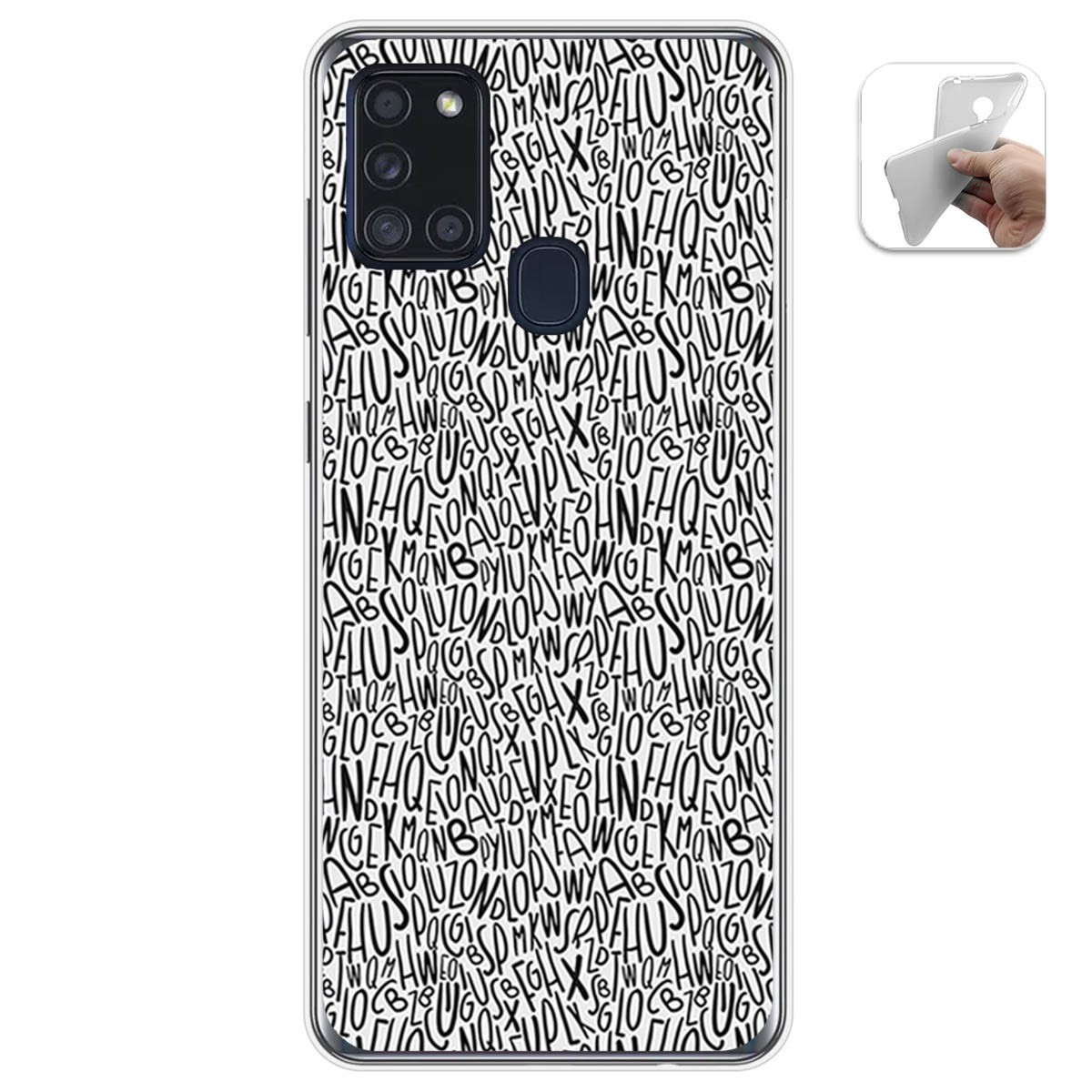 Funda Gel Tpu para Samsung Galaxy A21s diseño Letras Dibujos