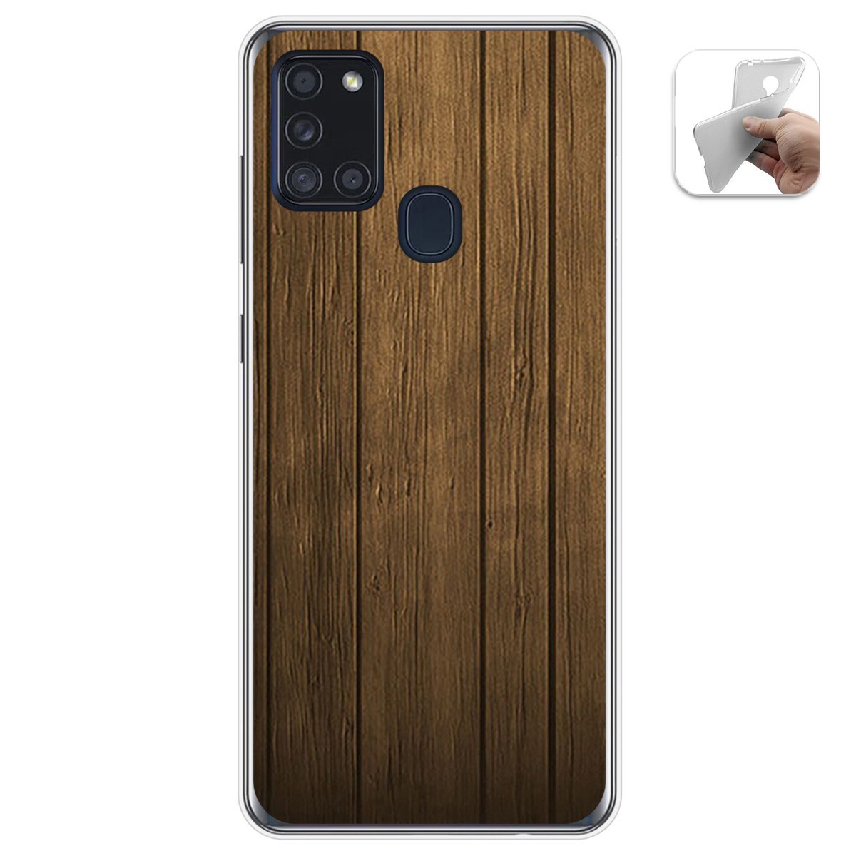 Funda Gel Tpu para Samsung Galaxy A21s diseño Madera Dibujos