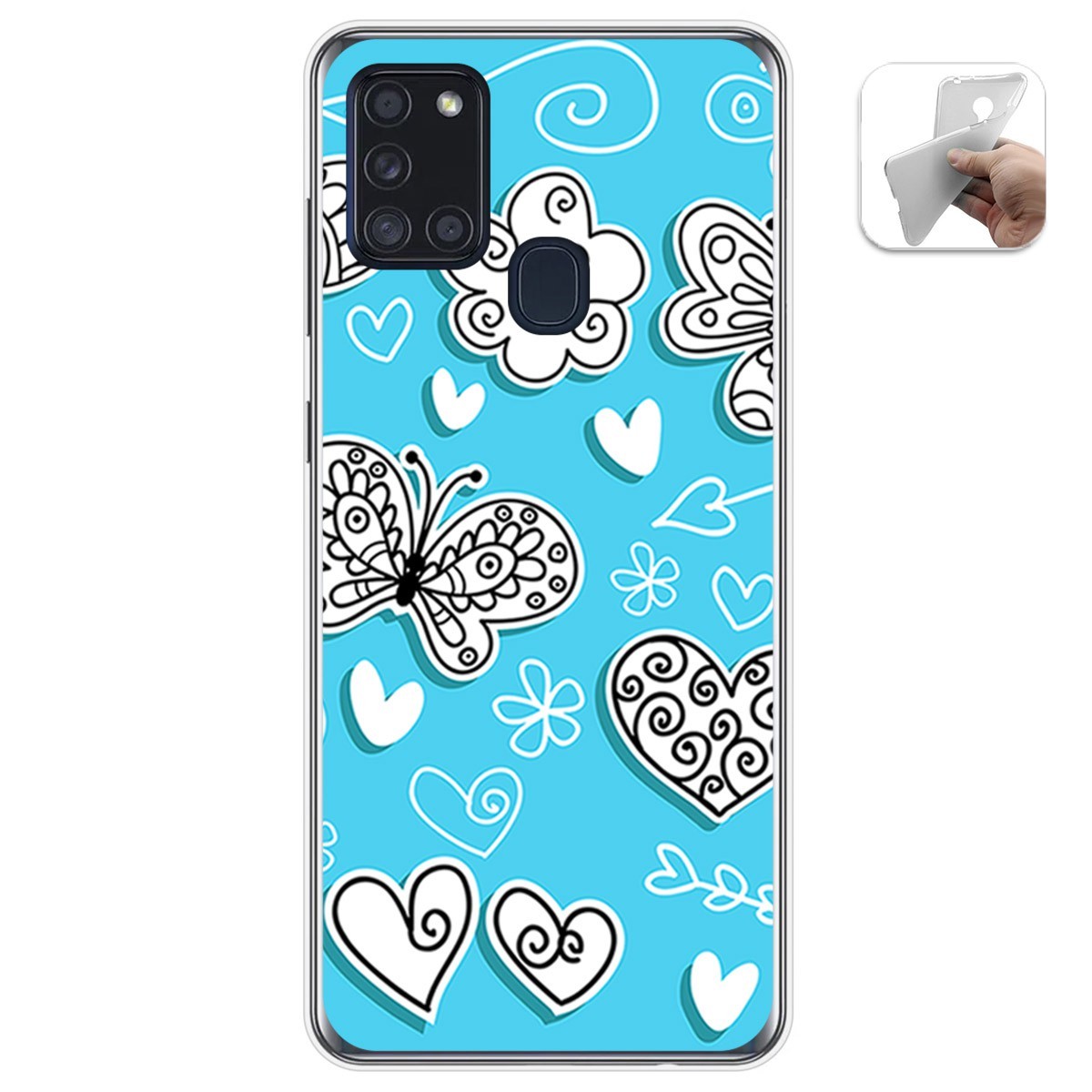 Funda Gel Tpu para Samsung Galaxy A21s diseño Mariposas Dibujos