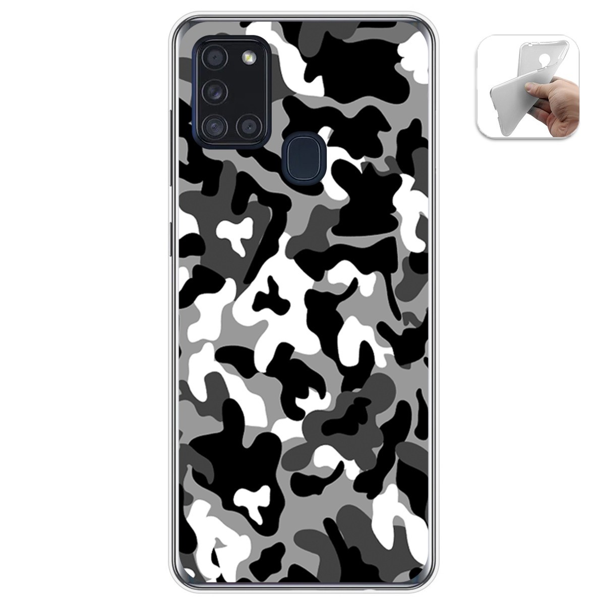 Funda Gel Tpu para Samsung Galaxy A21s diseño Snow Camuflaje Dibujos