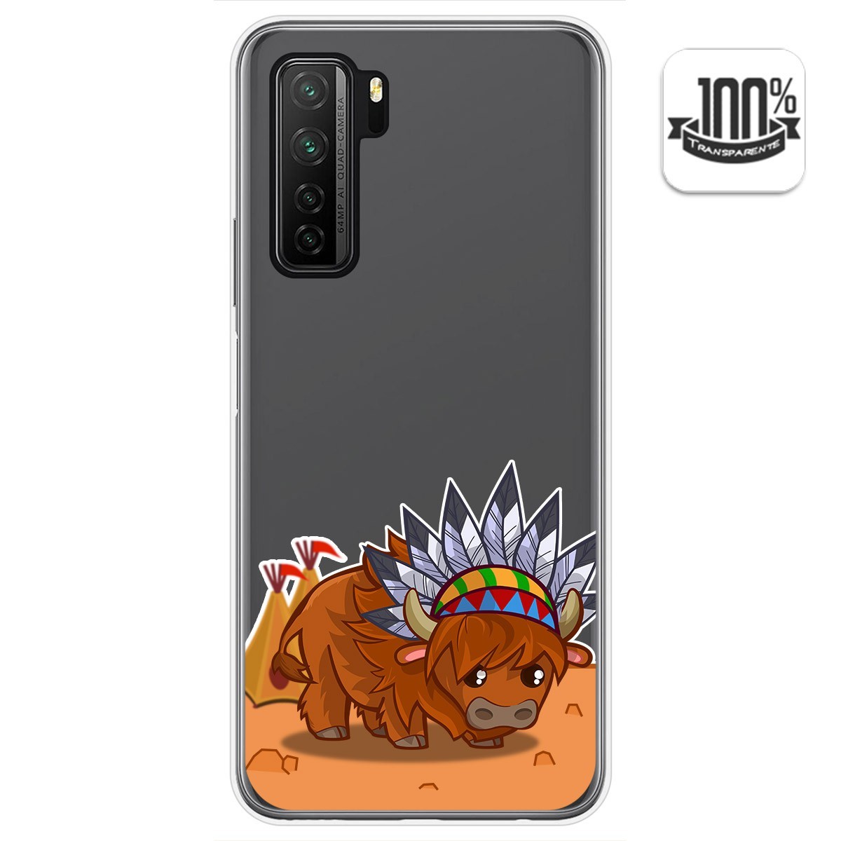 Funda Gel Transparente para  Huawei P40 Lite 5G diseño Bufalo Dibujos