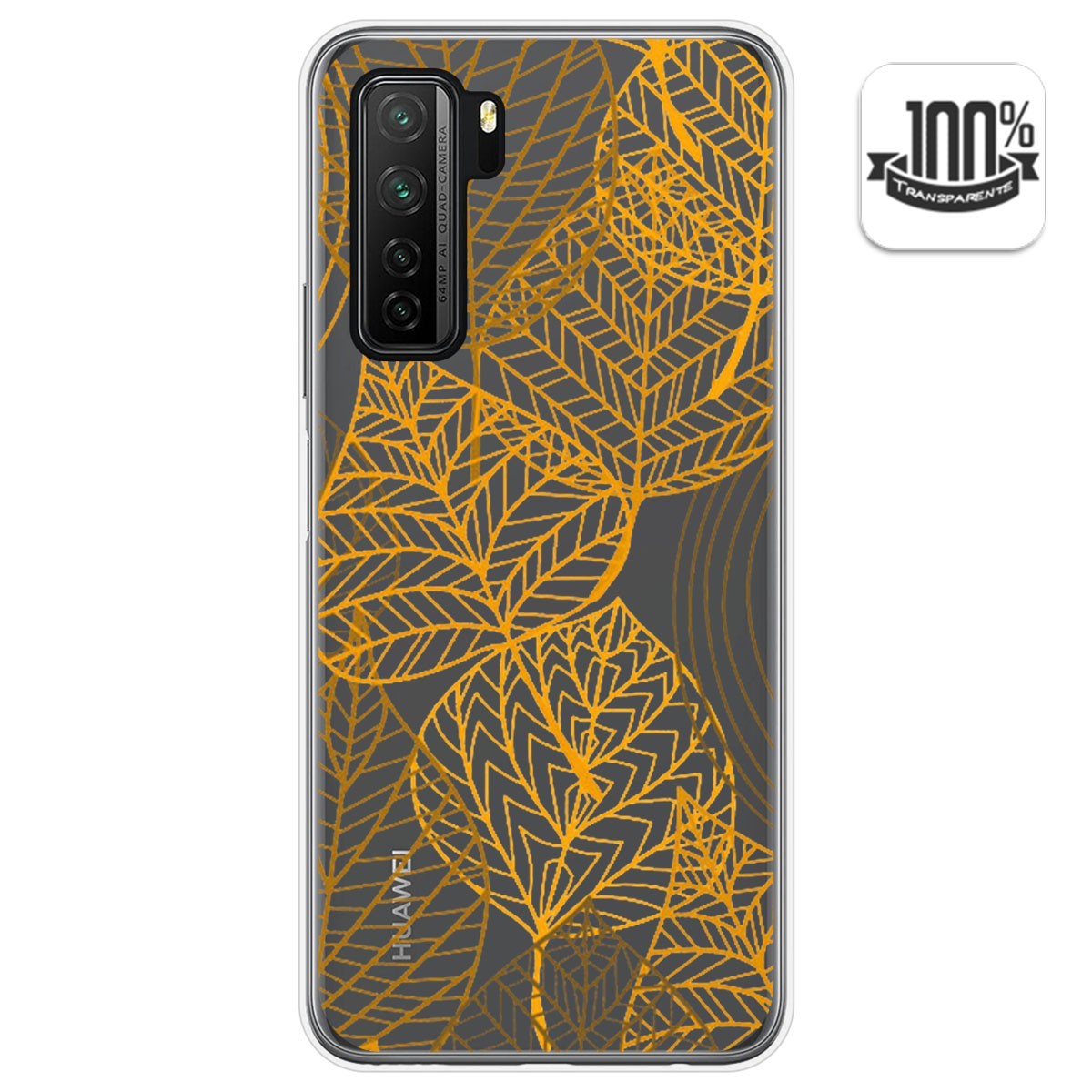 Funda Gel Transparente para  Huawei P40 Lite 5G diseño Hojas Dibujos