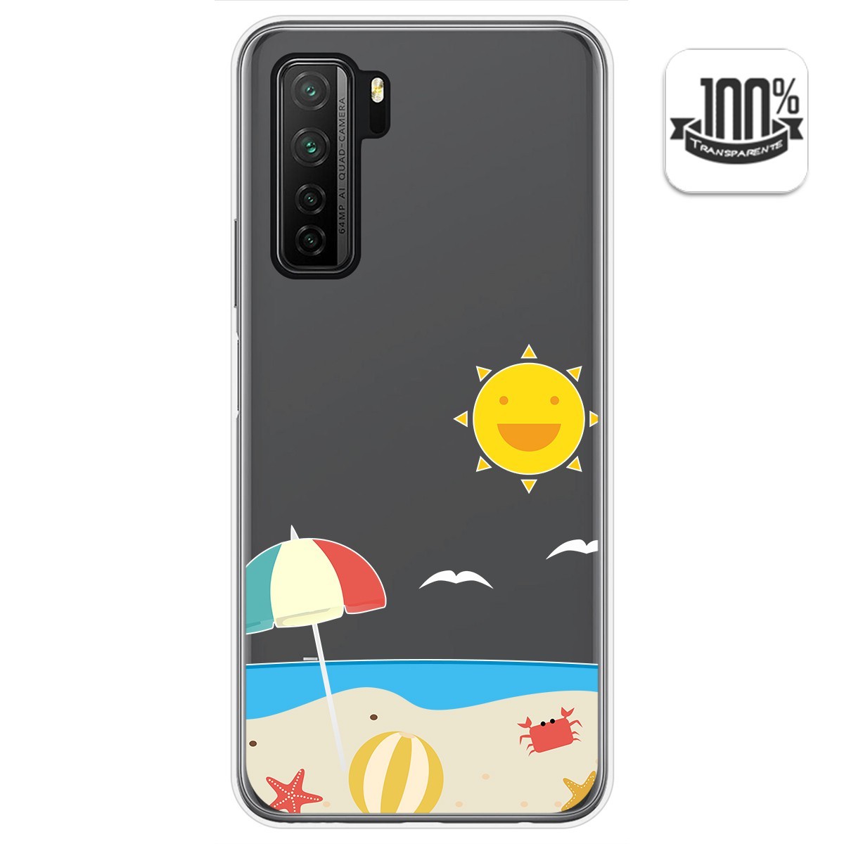Funda Gel Transparente para  Huawei P40 Lite 5G diseño Playa Dibujos