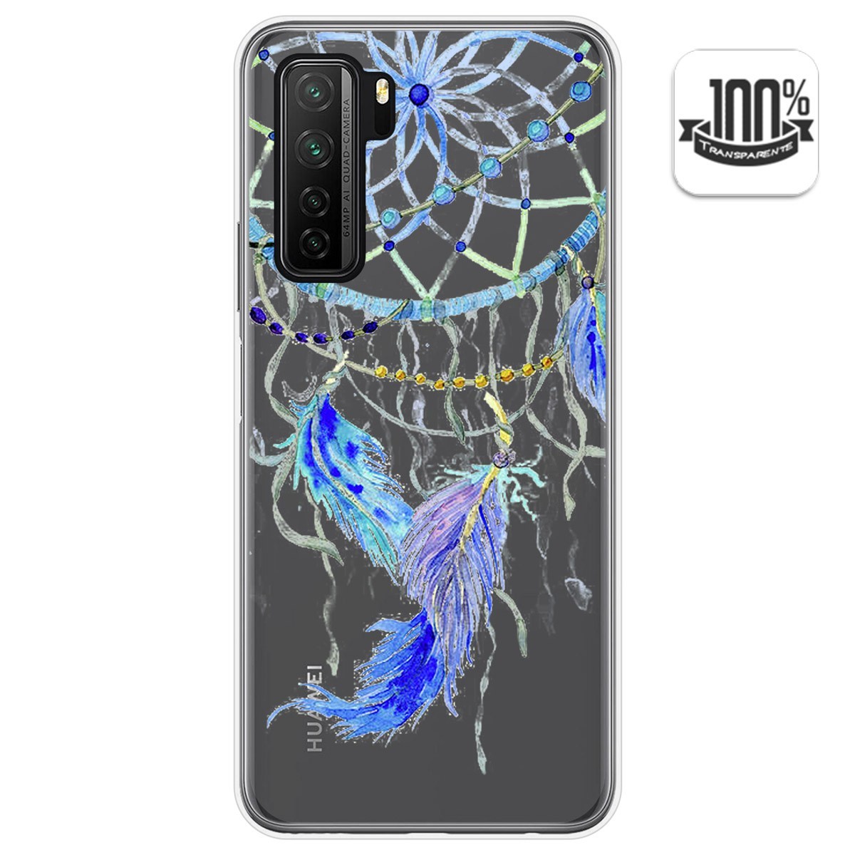 Funda Gel Transparente para  Huawei P40 Lite 5G diseño Plumas Dibujos