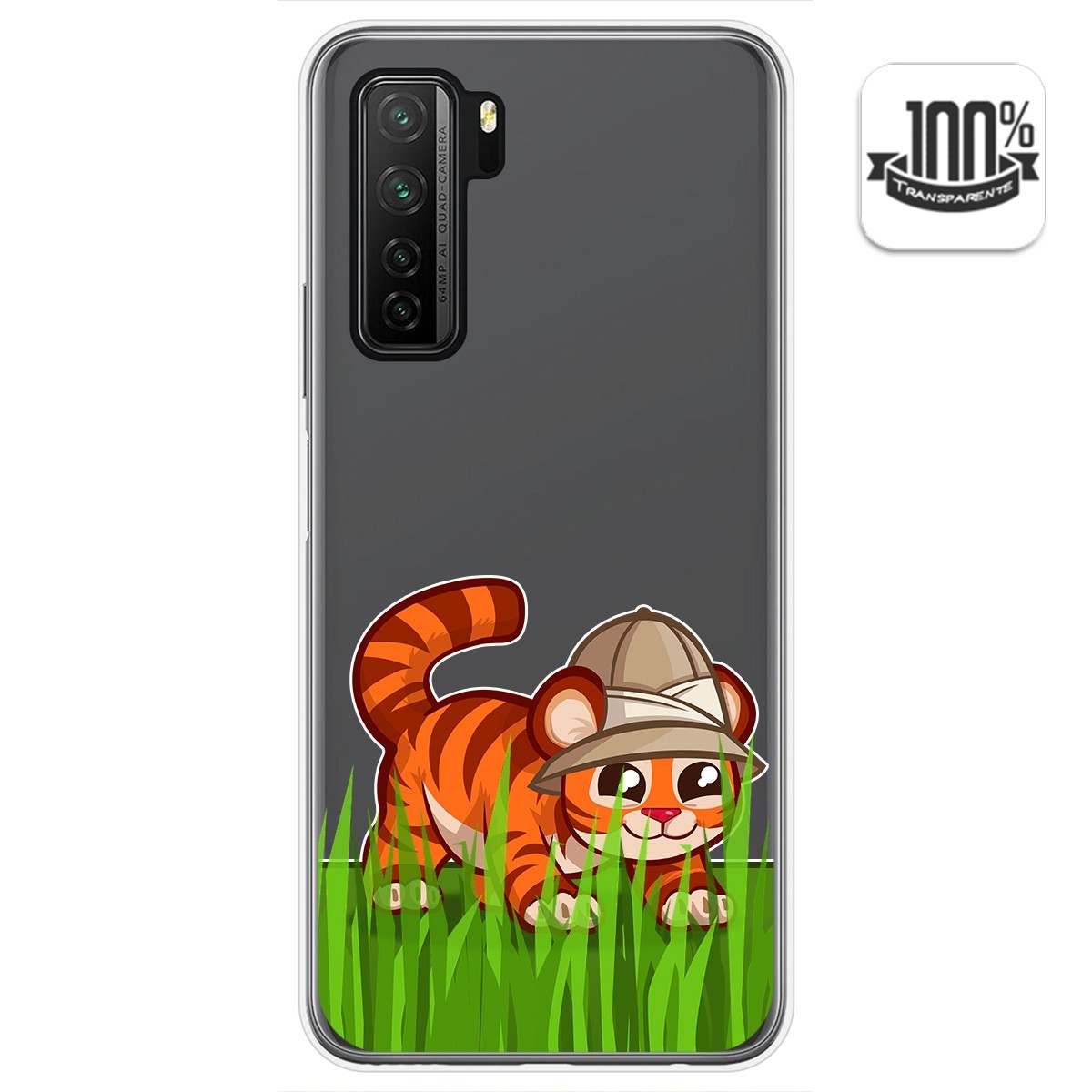 Funda Gel Transparente para  Huawei P40 Lite 5G diseño Tigre Dibujos