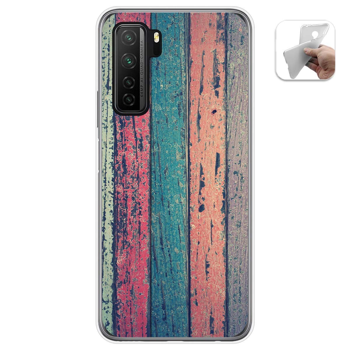Funda Gel Tpu para  Huawei P40 Lite 5G diseño Madera 10 Dibujos