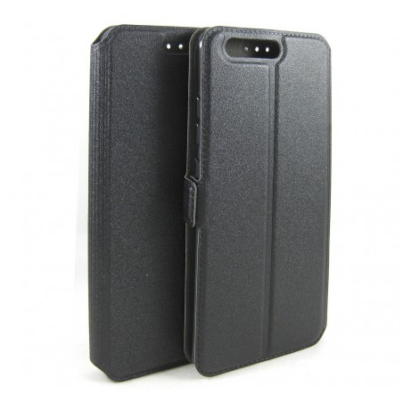 Funda Soporte Piel Negra para Huawei P10 Plus Flip Libro