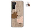 Funda Gel Tpu para  Huawei P40 Lite 5G diseño Corazones Madera Dibujos
