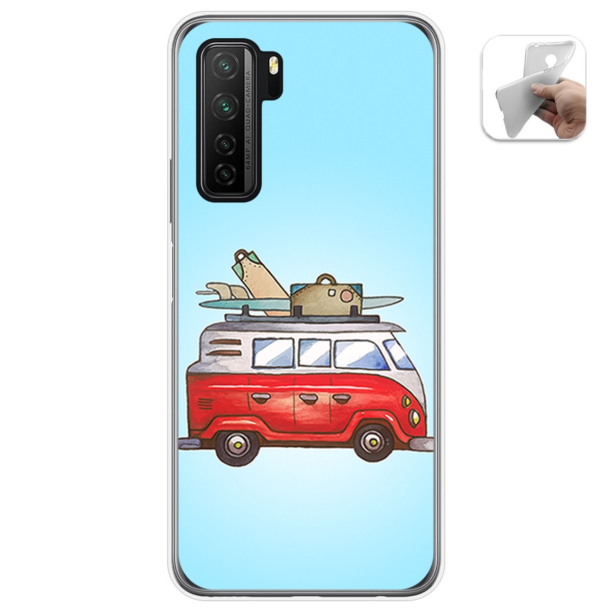 Funda Gel Tpu para  Huawei P40 Lite 5G diseño Furgoneta Dibujos