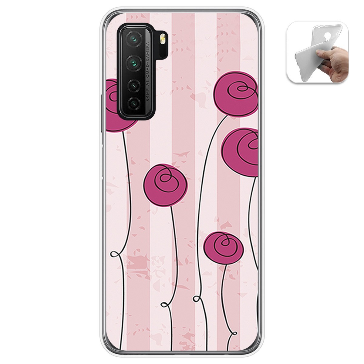 Funda Gel Tpu para  Huawei P40 Lite 5G diseño Flores Vintage Dibujos