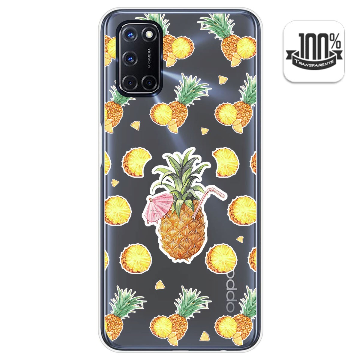 Funda Gel Transparente para Oppo A52 / Oppo A72 diseño Piña Dibujos