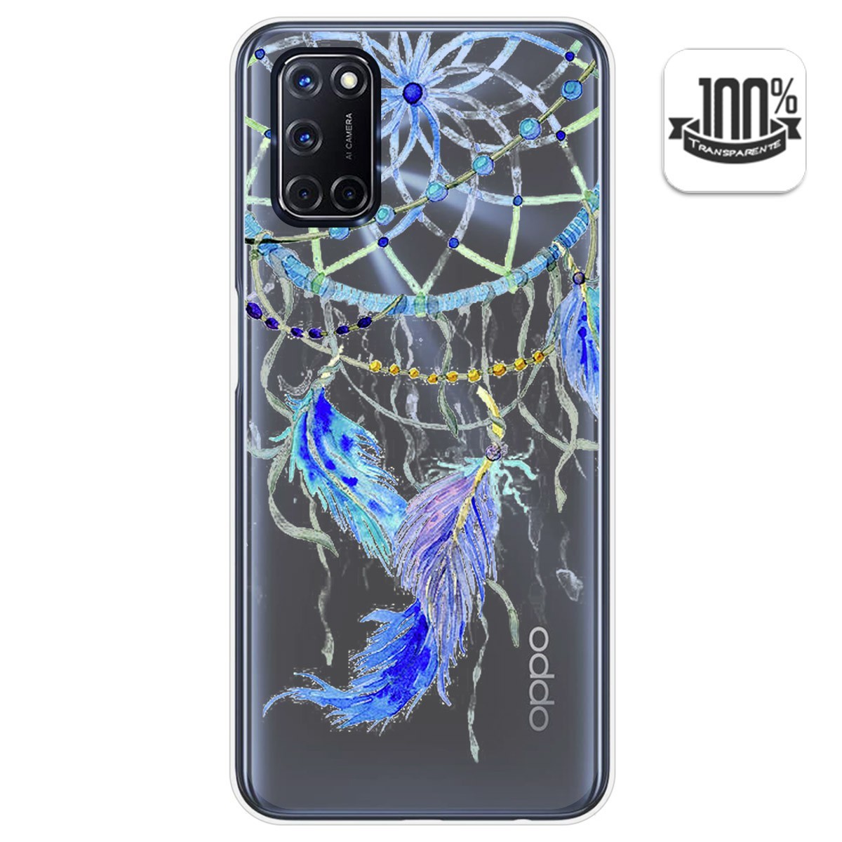 Funda Gel Transparente para Oppo A52 / Oppo A72 diseño Plumas Dibujos