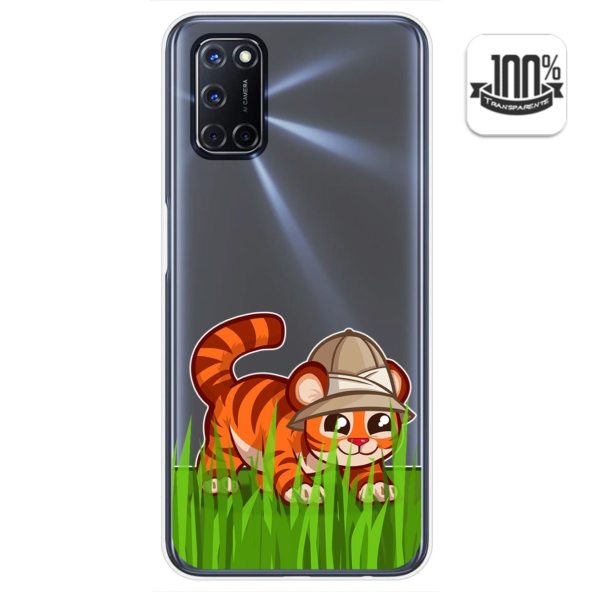 Funda Gel Transparente para Oppo A52 / Oppo A72 diseño Tigre Dibujos