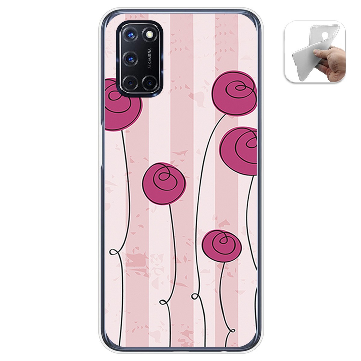 Funda Gel Tpu para Oppo A52 / Oppo A72 diseño Flores Vintage Dibujos