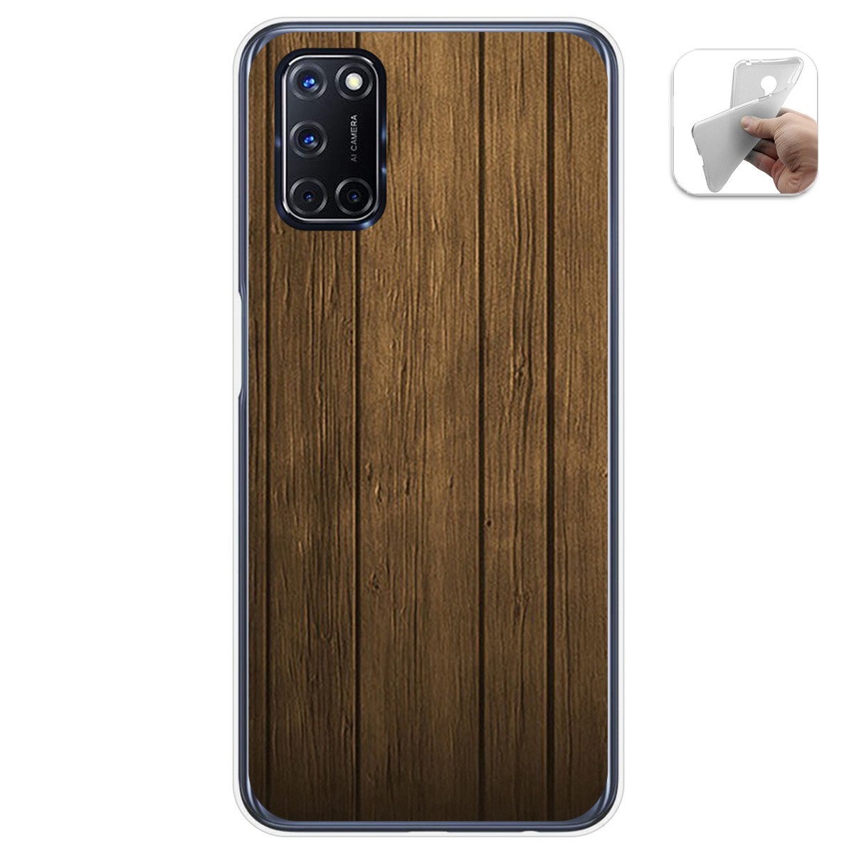 Funda Gel Tpu para Oppo A52 / Oppo A72 diseño Madera Dibujos