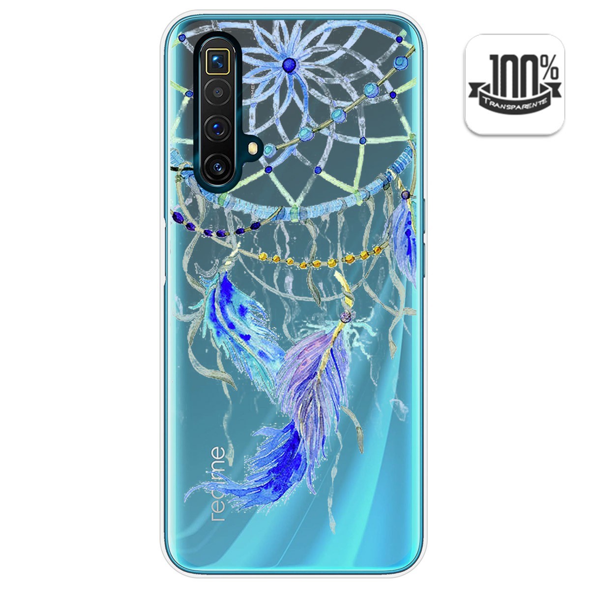 Funda Gel Transparente para Realme X3 SuperZoom / X50 5G diseño Plumas Dibujos