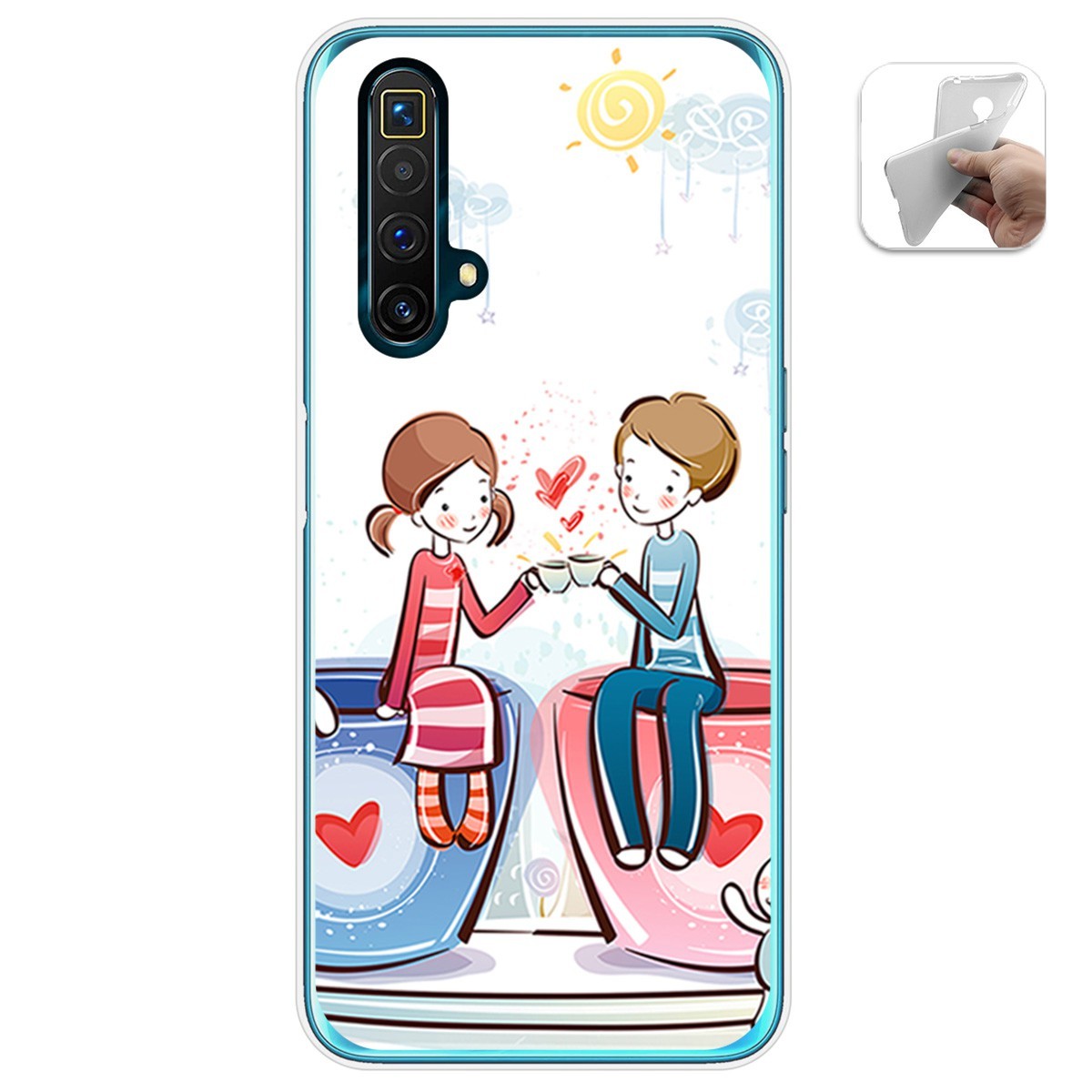 Funda Gel Tpu para Realme X3 SuperZoom / X50 5G diseño Café Dibujos