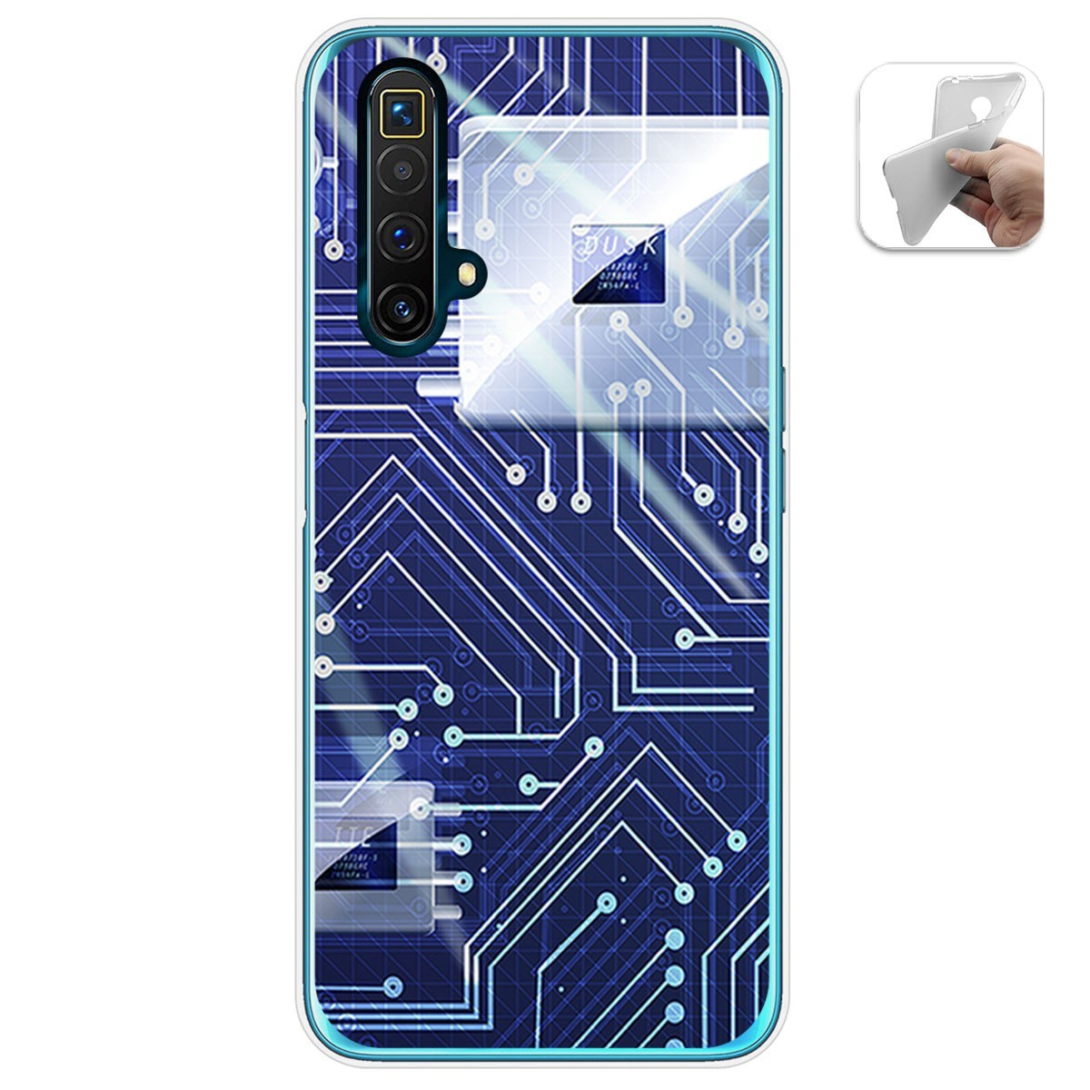 Funda Gel Tpu para Realme X3 SuperZoom / X50 5G diseño Circuito Dibujos