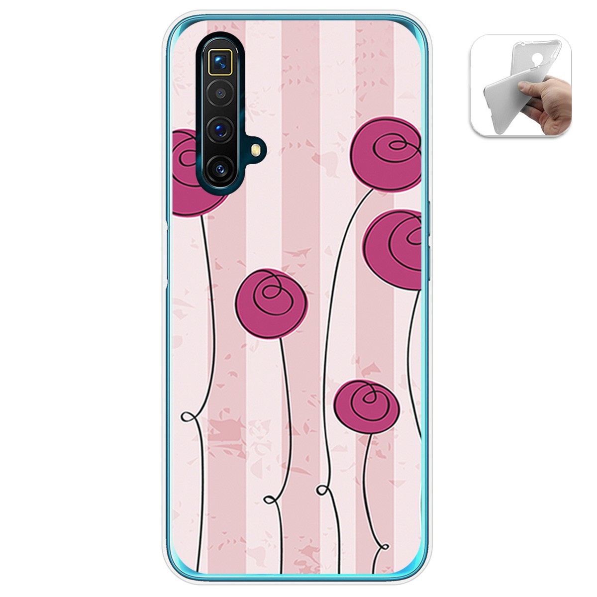Funda Gel Tpu para Realme X3 SuperZoom / X50 5G diseño Flores Vintage Dibujos