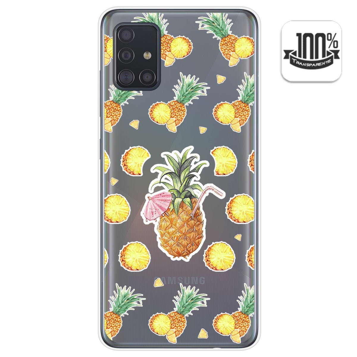 Funda Gel Transparente para Samsung Galaxy A51 5G diseño Piña Dibujos
