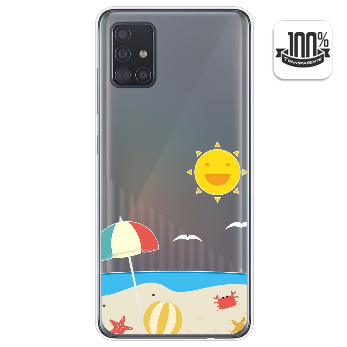 Funda Gel Transparente para Samsung Galaxy A51 5G diseño Playa Dibujos