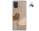 Funda Gel Tpu para Samsung Galaxy A51 5G diseño Corazones Madera Dibujos