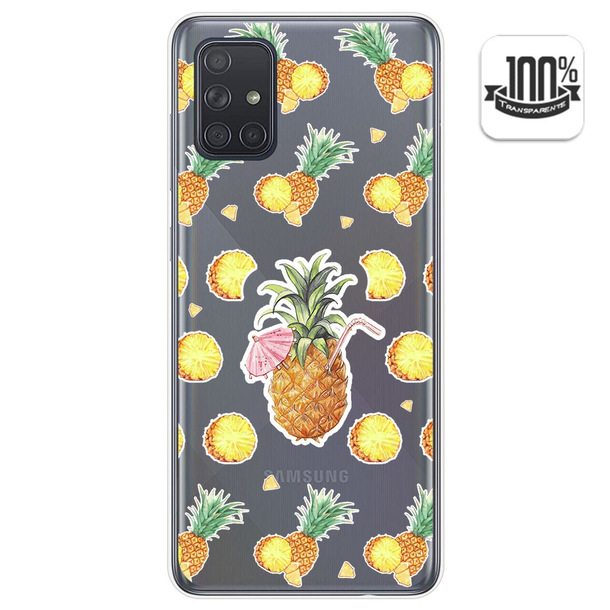 Funda Gel Transparente para Samsung Galaxy A71 5G diseño Piña Dibujos