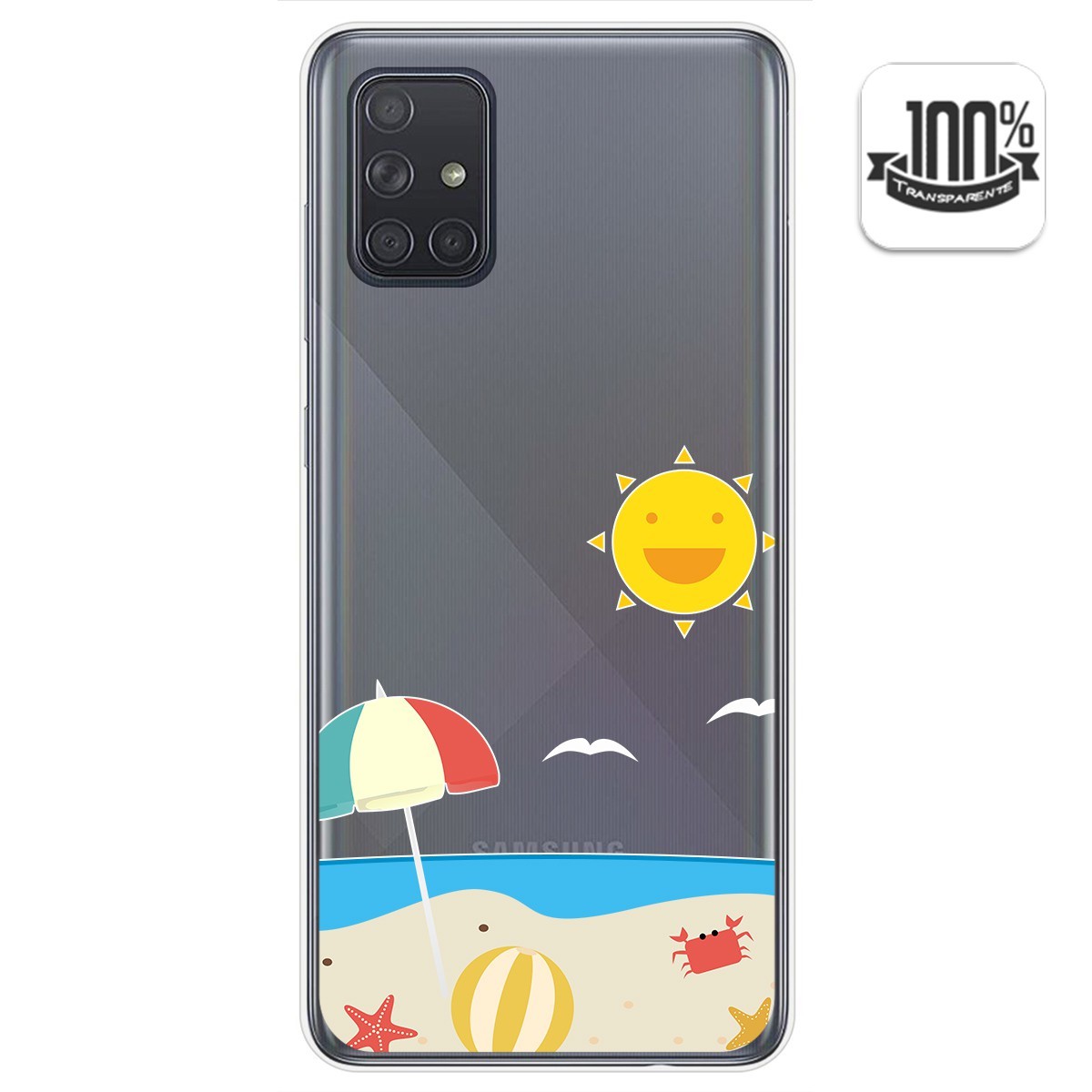 Funda Gel Transparente para Samsung Galaxy A71 5G diseño Playa Dibujos