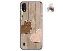 Funda Gel Tpu para Zte Blade A5 2020 diseño Corazones Madera Dibujos