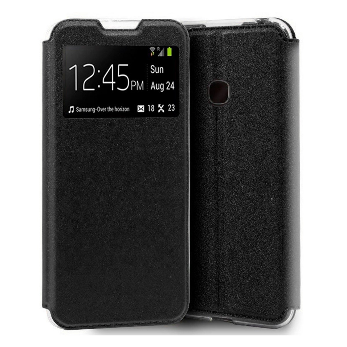 Funda Libro Soporte con Ventana para Alcatel 1SE 2020 color Negra