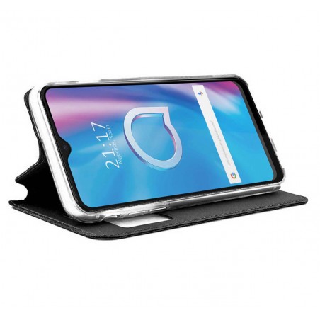 Funda Libro Soporte con Ventana para Alcatel 1SE 2020 color Negra