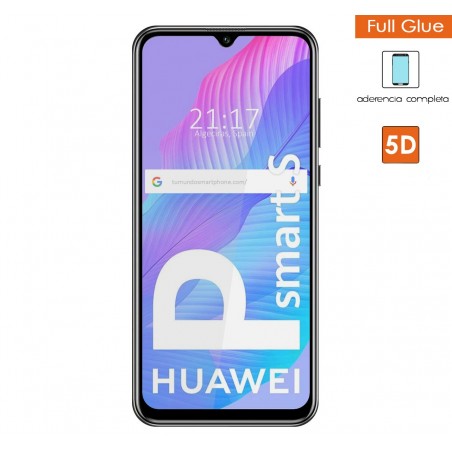 Protector Cristal Templado Completo 5D Full Glue Negro para Huawei P Smart S / Y8p Vidrio