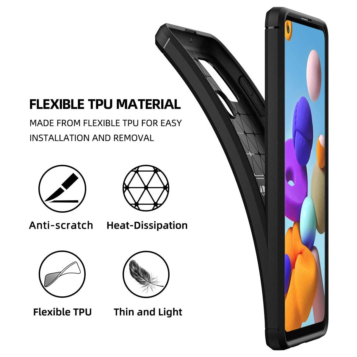 Funda Gel Tpu Tipo Carbon Negra para Samsung Galaxy A21s