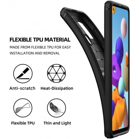 Funda Gel Tpu Tipo Carbon Negra para Samsung Galaxy A21s