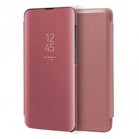 Funda Flip Cover Clear View para Xiaomi Redmi Note 9 color Rosa