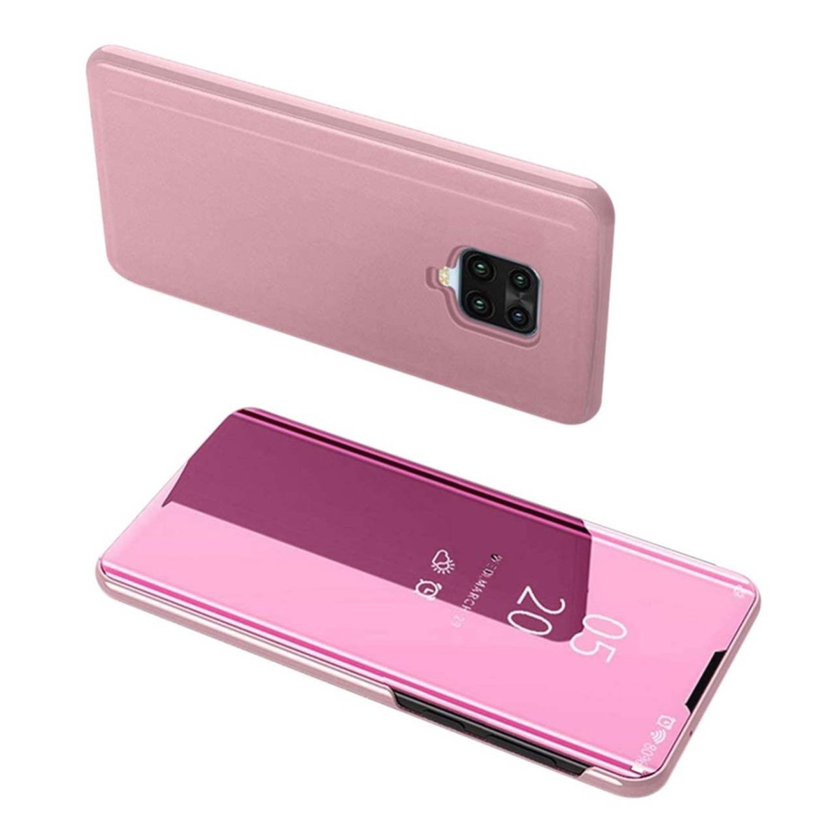 Funda Flip Cover Clear View para Xiaomi Redmi Note 9 color Rosa