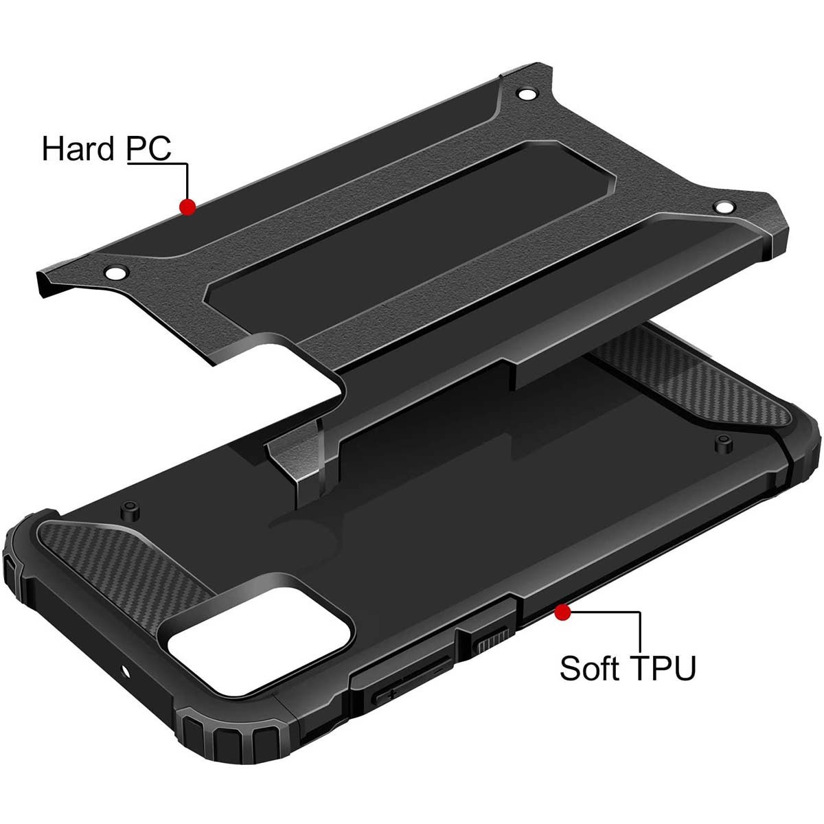 Funda Tipo Hybrid Tough Armor (Pc+Tpu) Negra para Samsung Galaxy A41