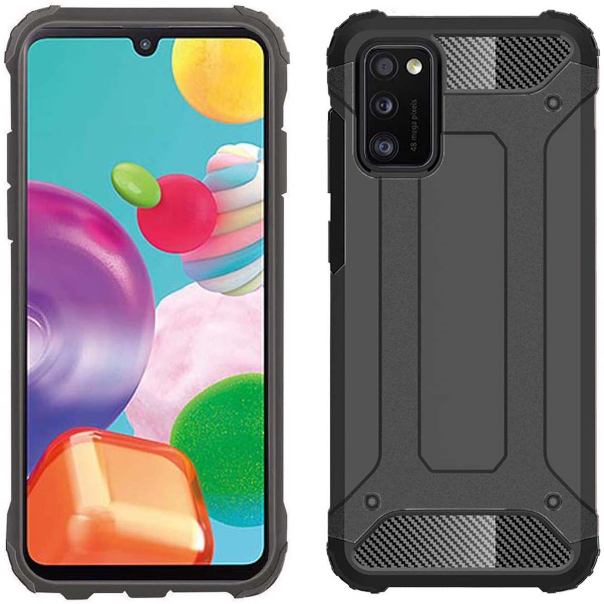 Funda Tipo Hybrid Tough Armor (Pc+Tpu) Negra para Samsung Galaxy A41