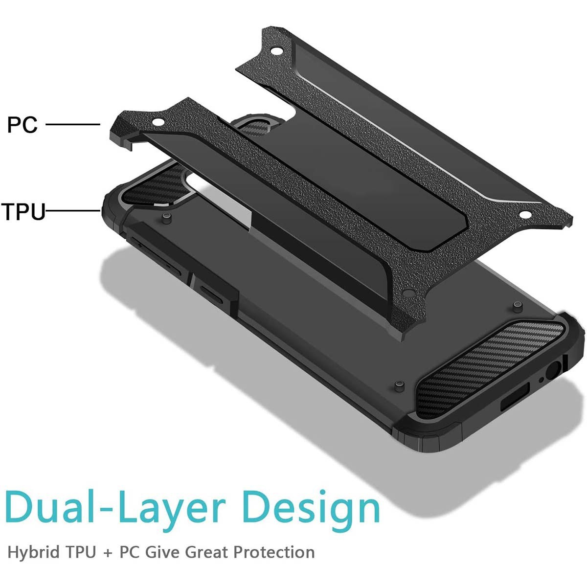 Funda Tipo Hybrid Tough Armor (Pc+Tpu) Negra para Xiaomi Redmi Note 9