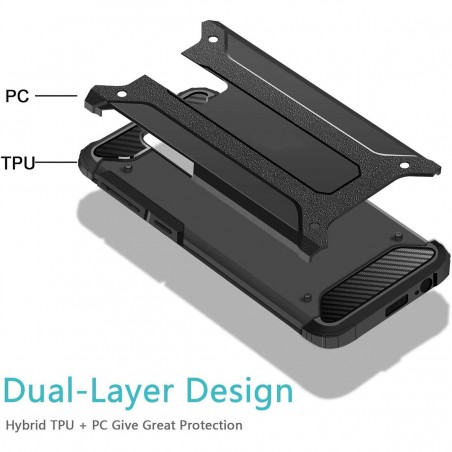 Funda Tipo Hybrid Tough Armor (Pc+Tpu) Negra para Xiaomi Redmi Note 9