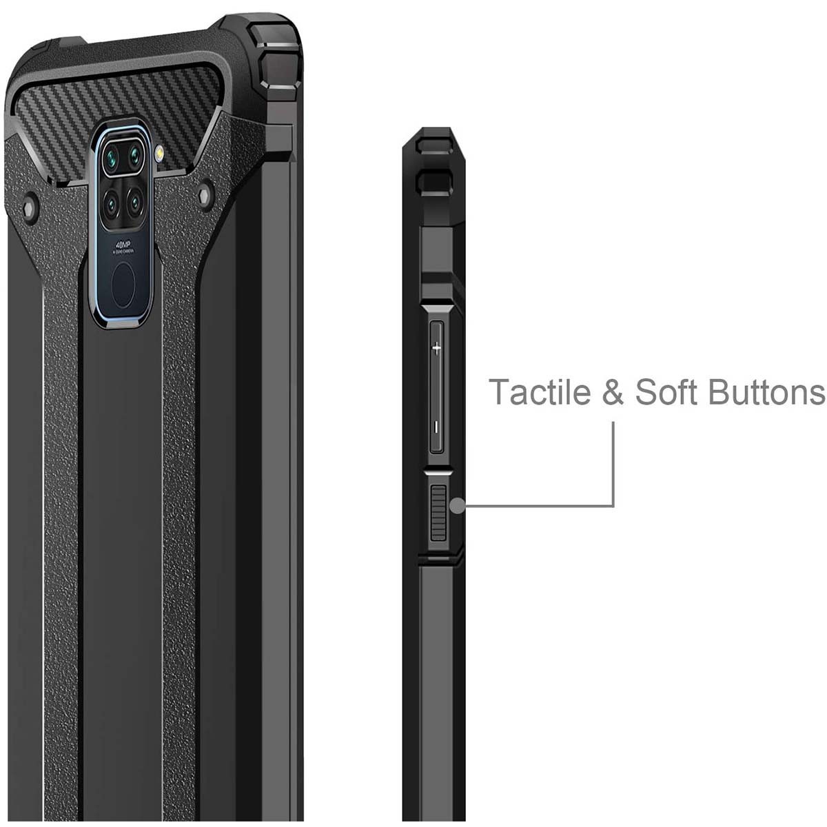 Funda Tipo Hybrid Tough Armor (Pc+Tpu) Negra para Xiaomi Redmi Note 9