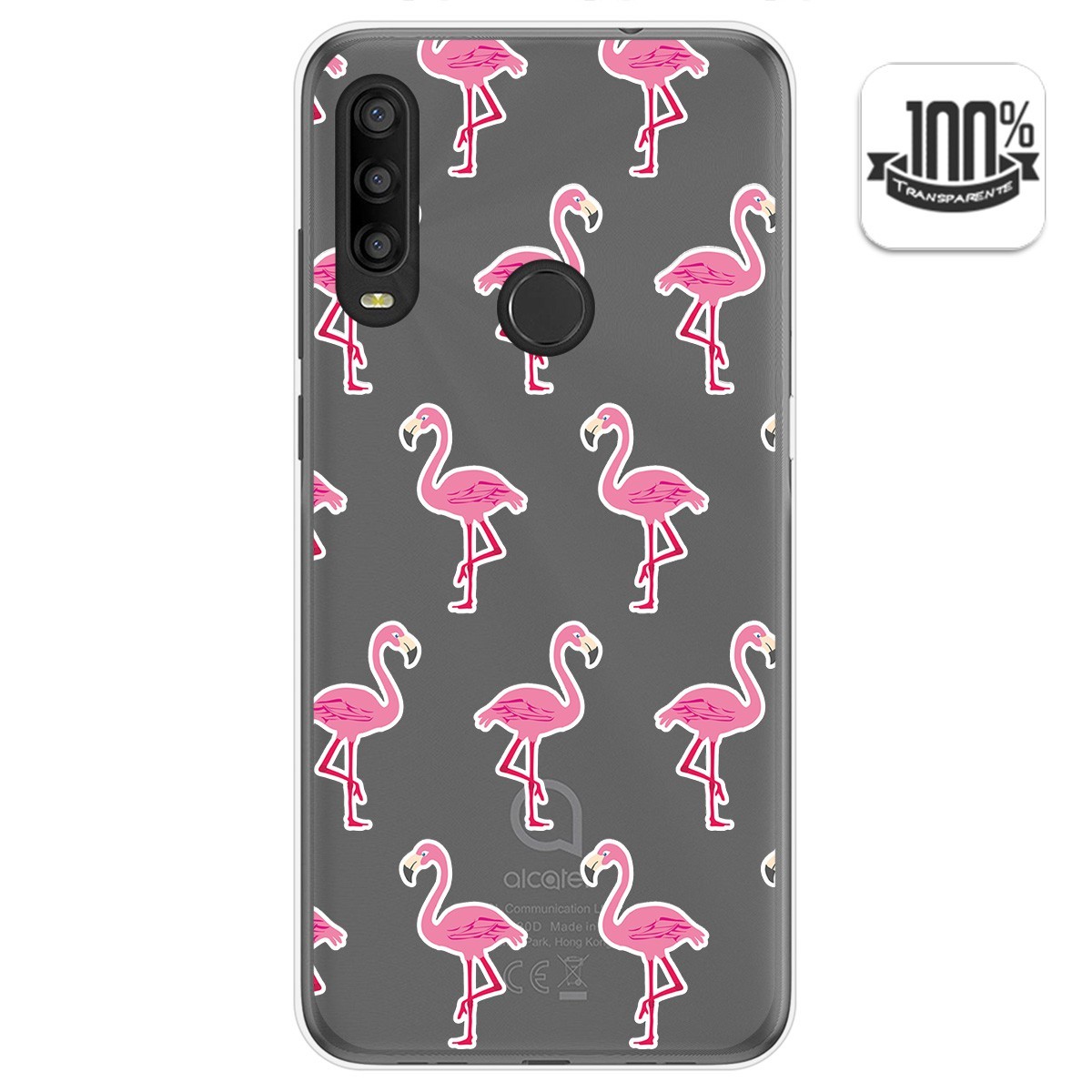 Funda Gel Transparente para Alcatel 1SE 2020 diseño Flamenco Dibujos