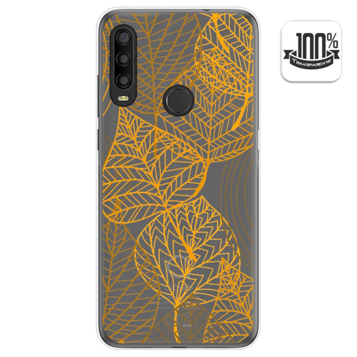 Funda Gel Transparente para Alcatel 1SE 2020 diseño Hojas Dibujos