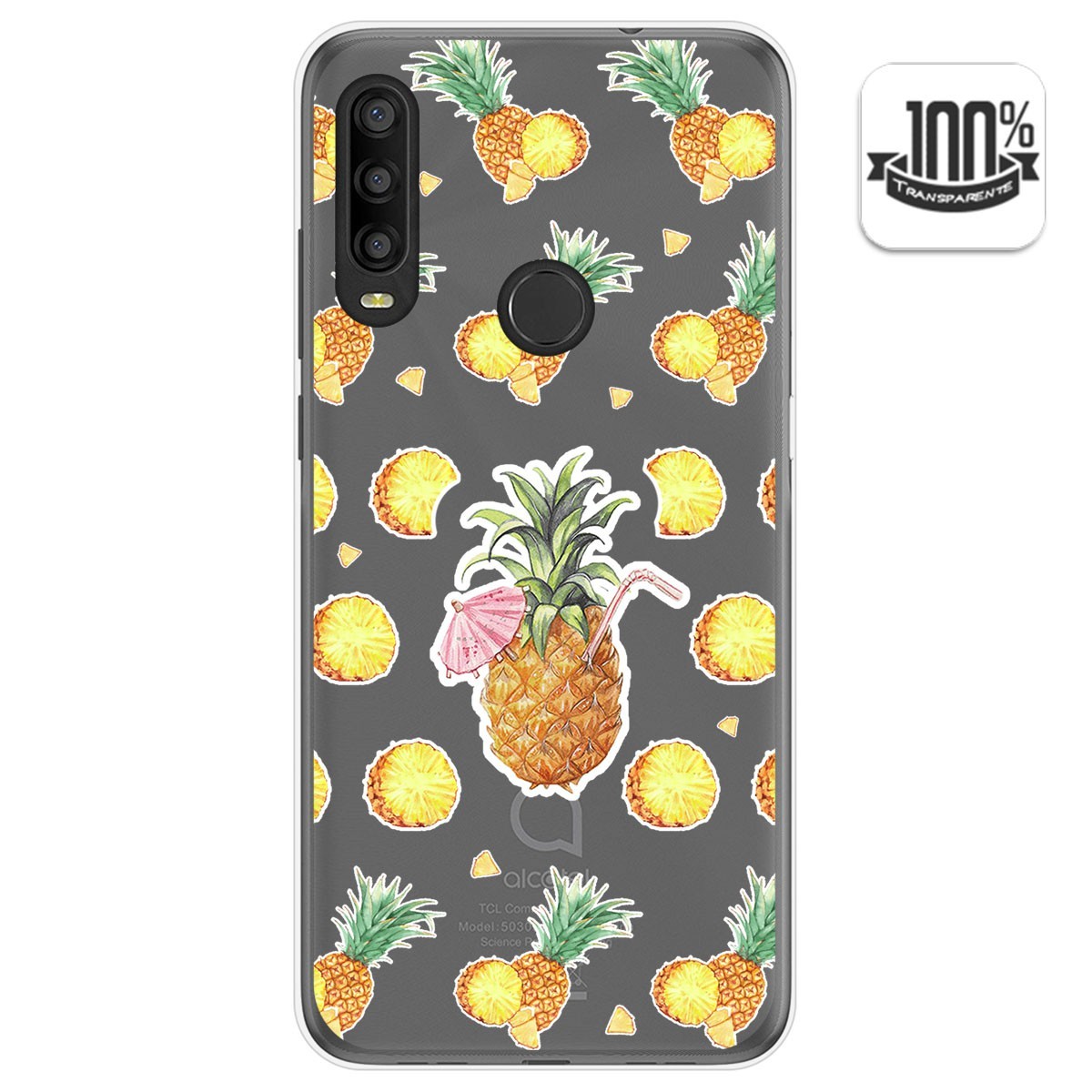Funda Gel Transparente para Alcatel 1SE 2020 diseño Piña Dibujos