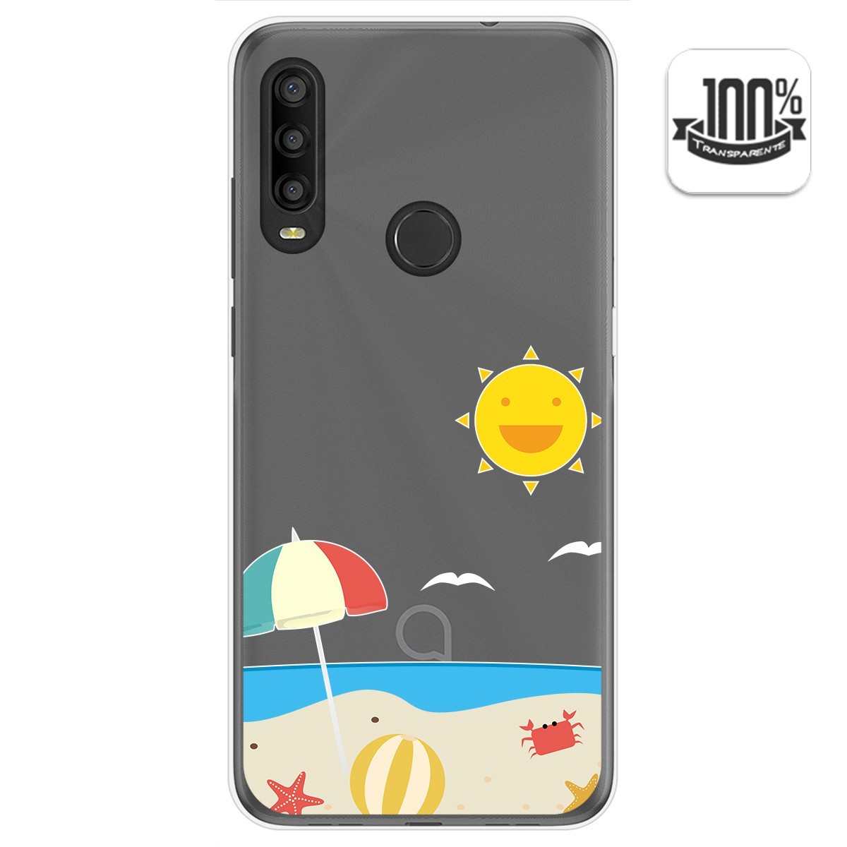 Funda Gel Transparente para Alcatel 1SE 2020 diseño Playa Dibujos