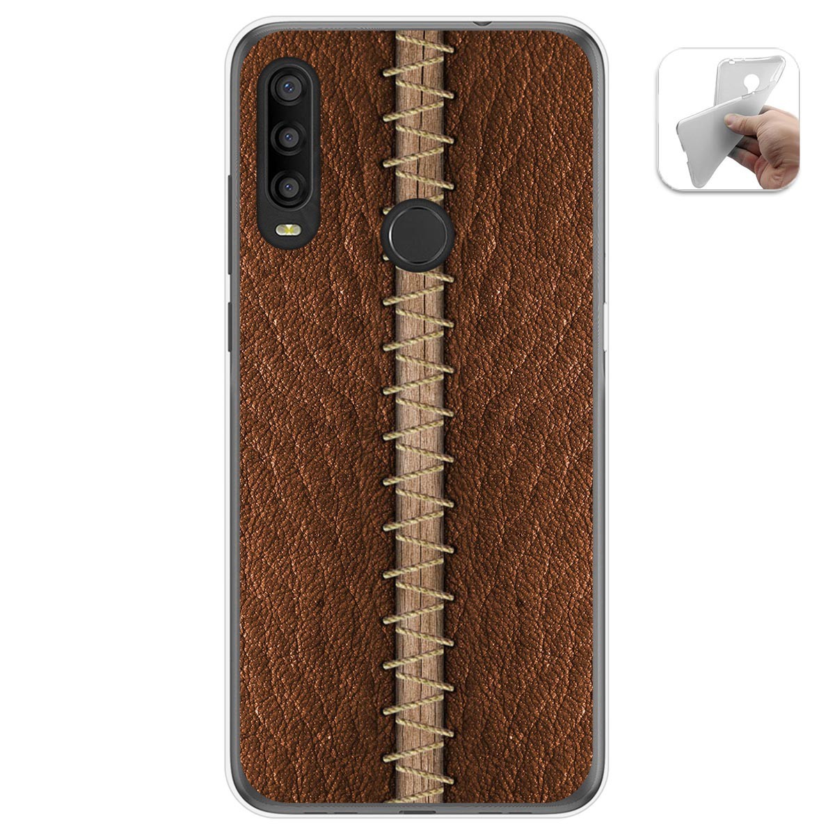 Funda Gel Tpu para Alcatel 1SE 2020 diseño Cuero 01 Dibujos