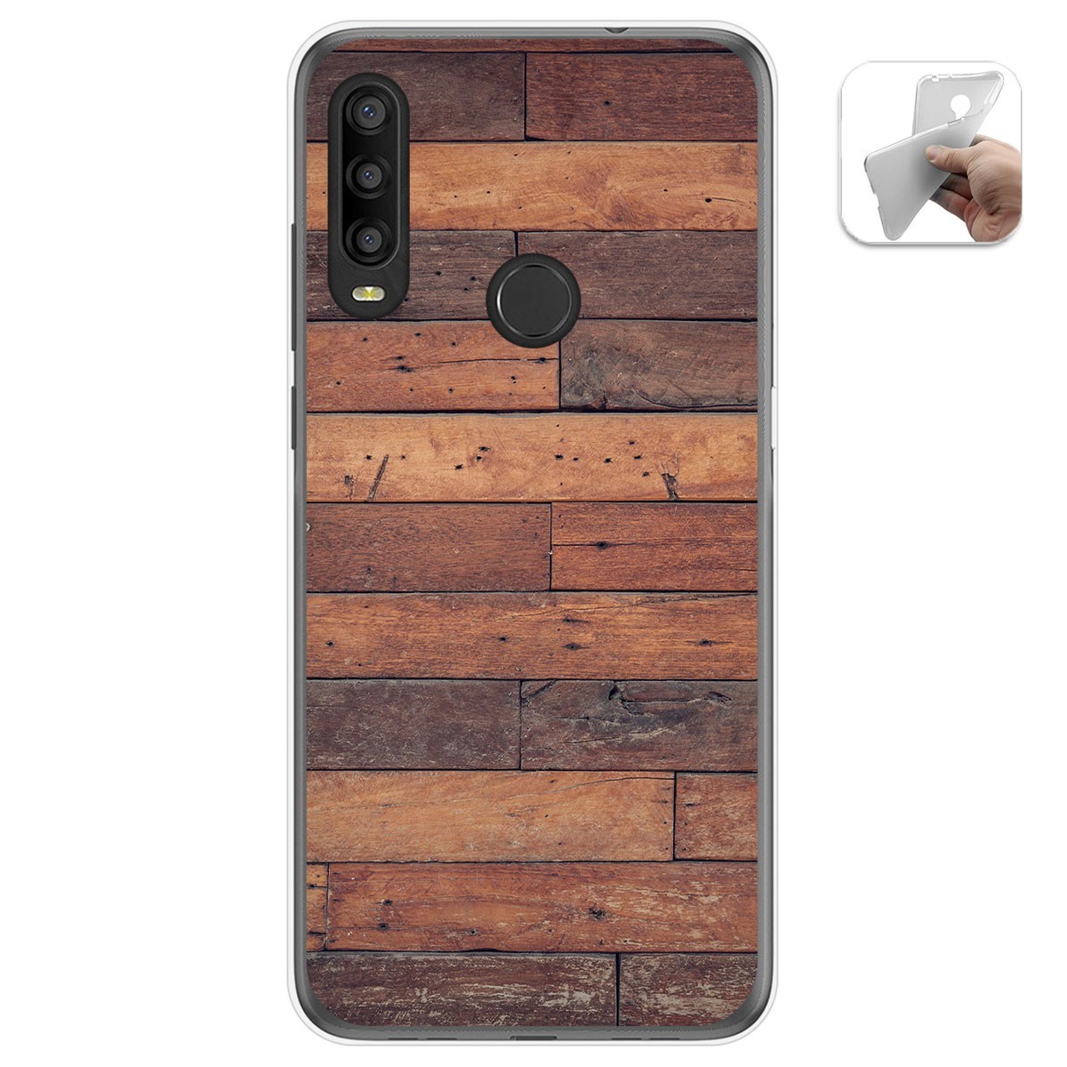 Funda Gel Tpu para Alcatel 1SE 2020 diseño Madera 03 Dibujos
